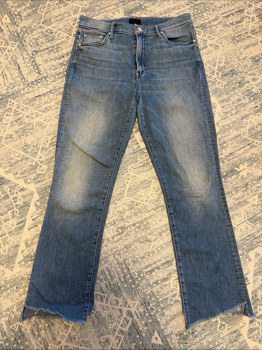 MOTHER Women's Blue Jeans - Insider Crop Two Step Fray